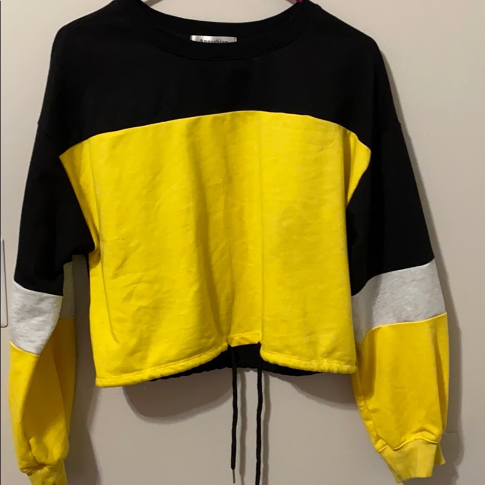 Crop color block sweater